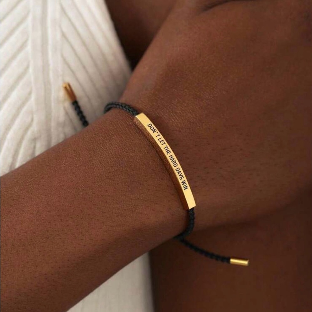 Don’t Let the Hard Days Win Adjustable Bracelet - Black & Gold - Picture 2 of 3